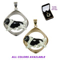 Custom Enamel Newfoundland in 14K Gold Diamond Shape Frame Pendant
