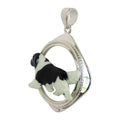 Custom Enamel Newfoundland in Sterling Silver Diamond Shape Frame Pendant