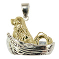 Newfoundland in Sterling Silver Boat with Life Ring in 14K Gold Pendant