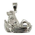 Newfoundland in Boat with Life Ring in Sterling Silver Pendant