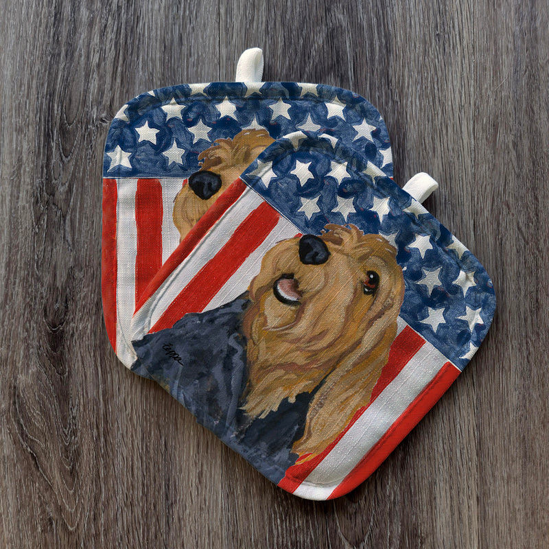 Otterhound  Americana Pot Holder Set