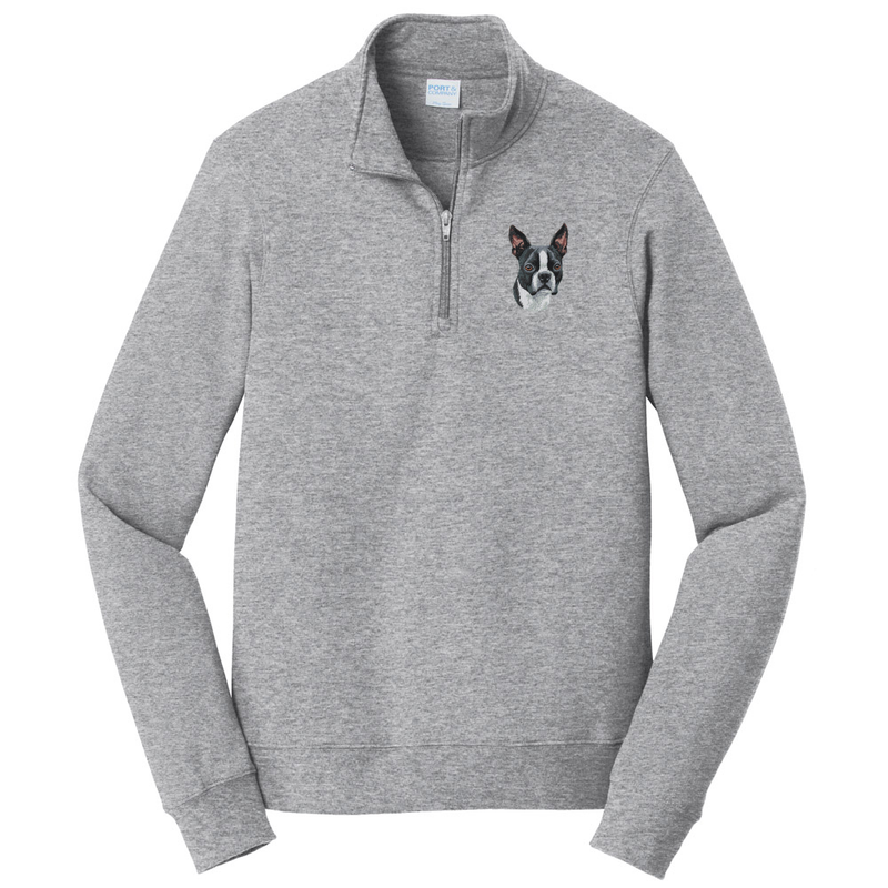 Boston Terrier Embroidered Unisex Quarter Zip