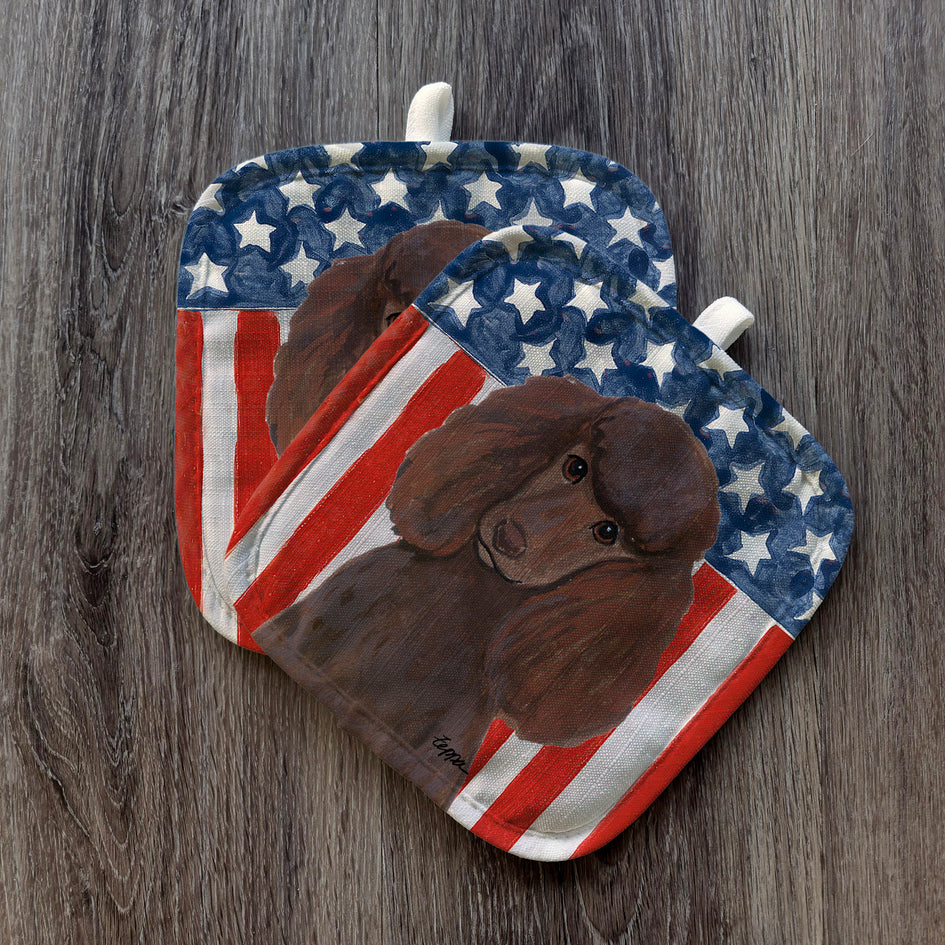 Poodle  Americana Pot Holder Set
