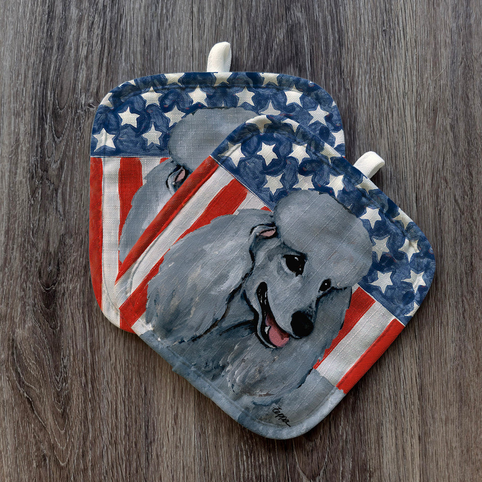 Poodle  Americana Pot Holder Set