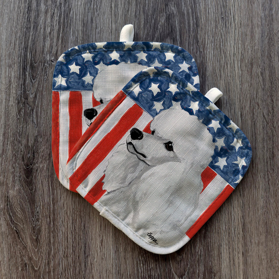 Poodle  Americana Pot Holder Set