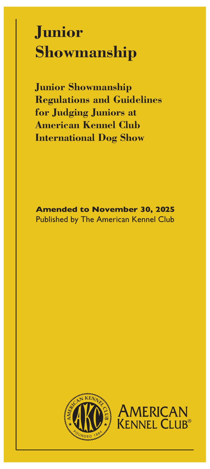 Jr Showmanship Regulations & Guidelines International Dog Shows