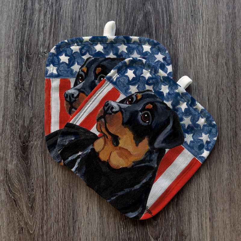 Rottweiler  Americana Pot Holder Set