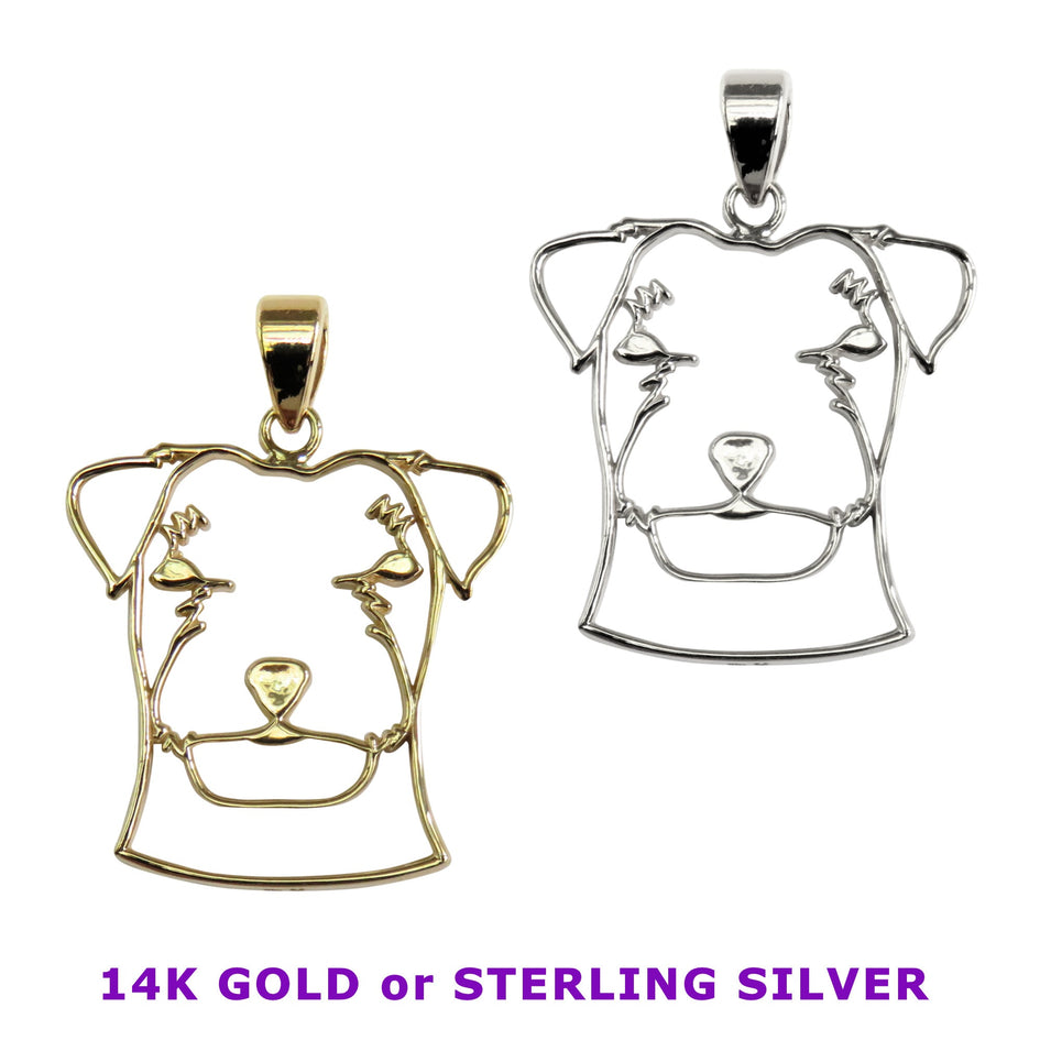 Russell Terrier in 14K Gold Silhouette Cut Out Head Pendant