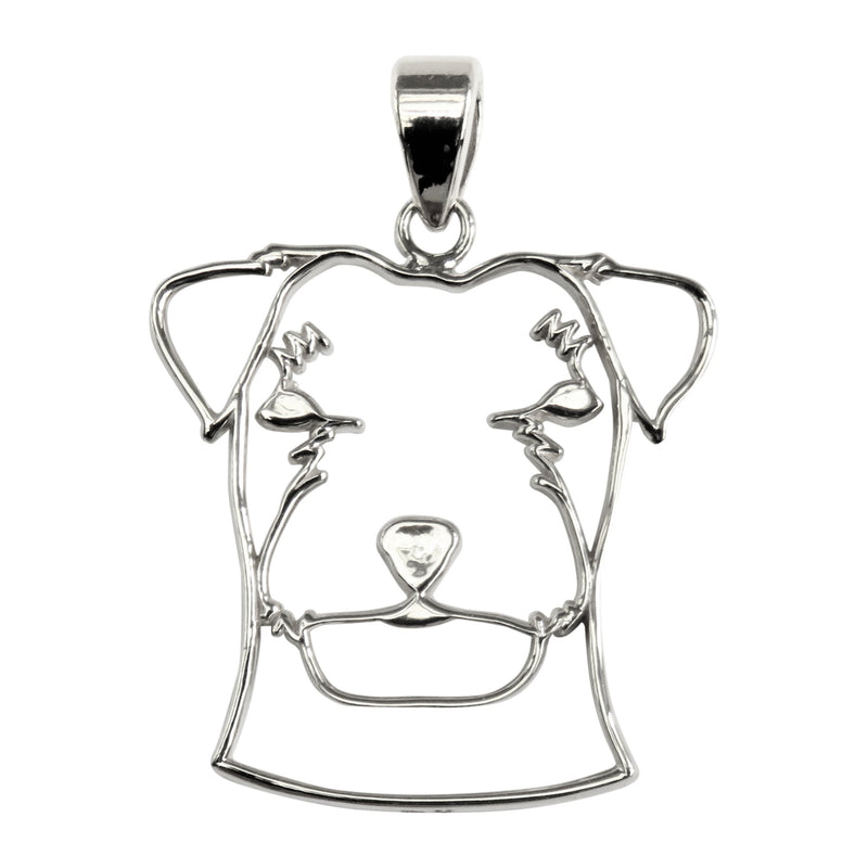Russell Terrier in Sterling Silver Silhouette Head Pendant