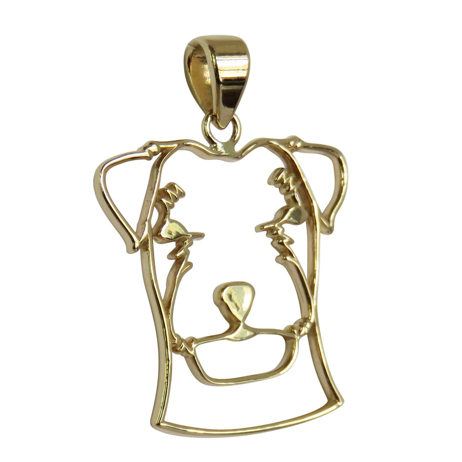 Russell Terrier in 14K Gold Silhouette Cut Out Head Pendant