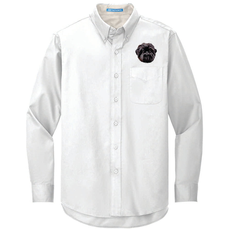 Affenpinscher Embroidered Long Sleeve Button Up Shirt
