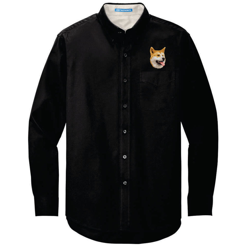 Akita Embroidered Long Sleeve Button Up Shirt