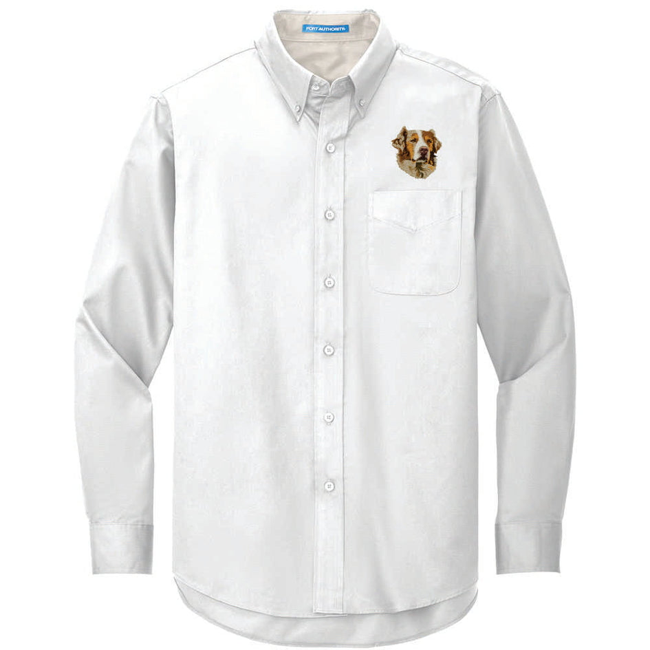 Australian Shepherd Embroidered Long Sleeve Button Up Shirt