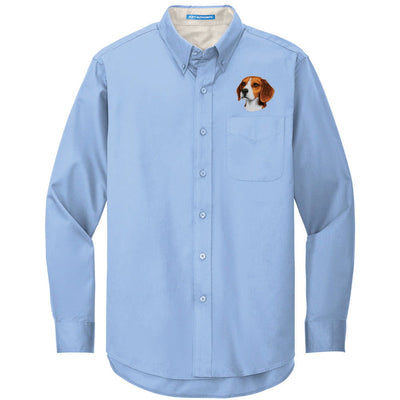 Beagle Embroidered Long Sleeve Button Up Shirt