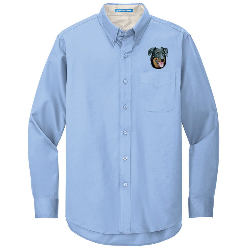 Beauceron Embroidered Long Sleeve Button Up Shirt
