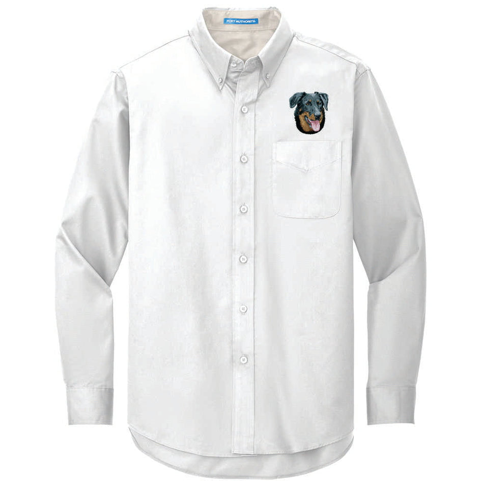 Beauceron Embroidered Long Sleeve Button Up Shirt