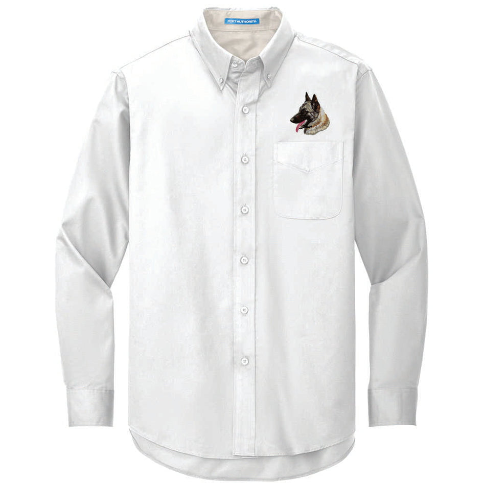 Belgian Malinois Embroidered Long Sleeve Button Up Shirt