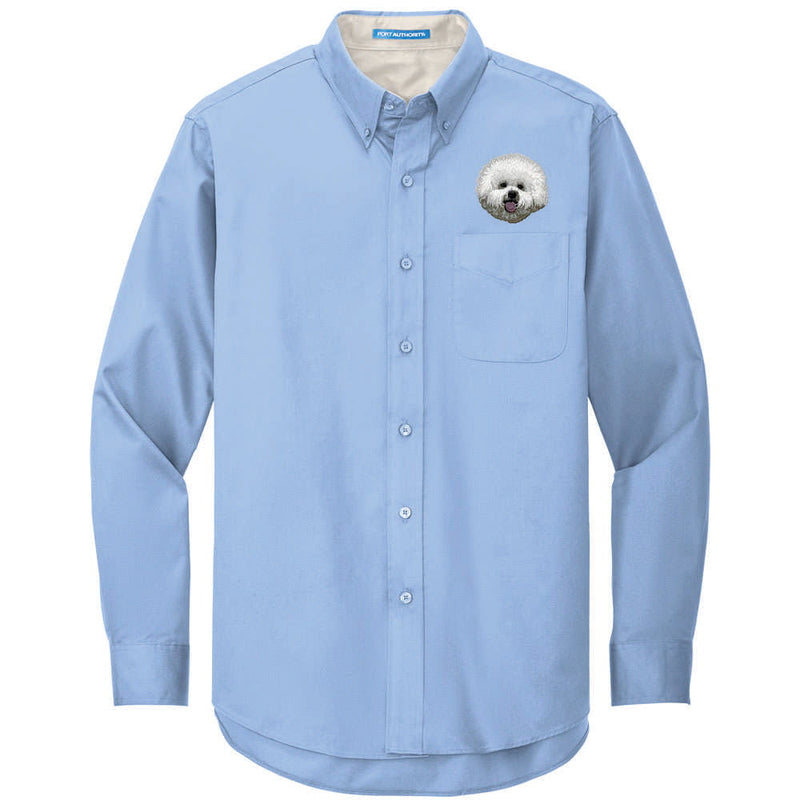 Bichon Frise Embroidered Long Sleeve Button Up Shirt