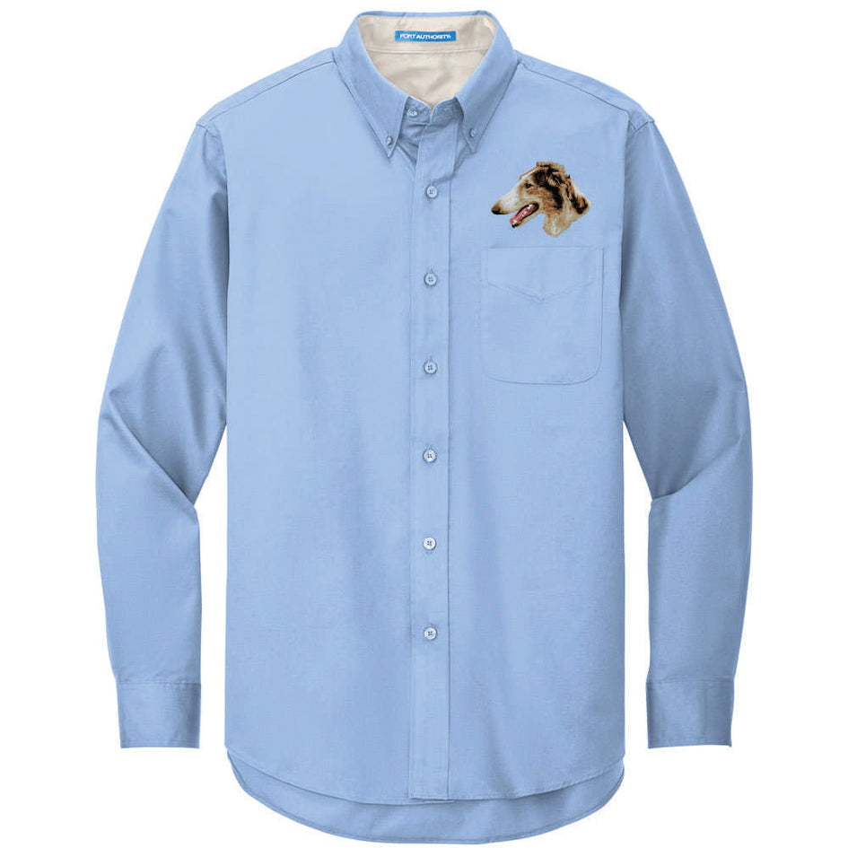 Borzoi Embroidered Long Sleeve Button Up Shirt