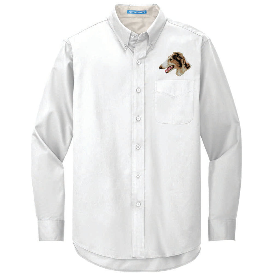Borzoi Embroidered Long Sleeve Button Up Shirt