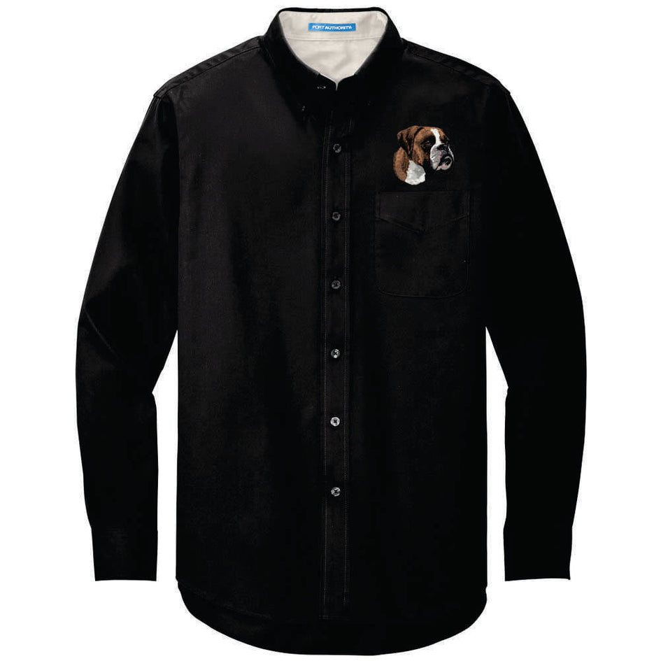 Boxer Embroidered Long Sleeve Button Up Shirt