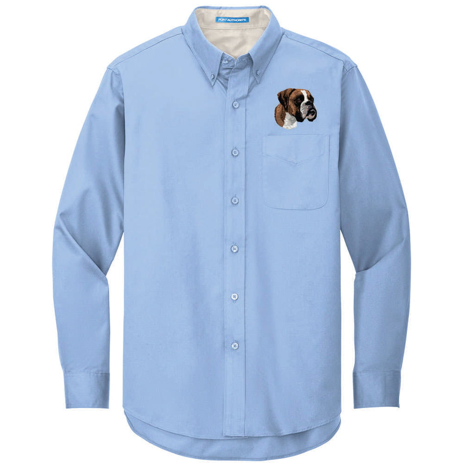 Boxer Embroidered Long Sleeve Button Up Shirt