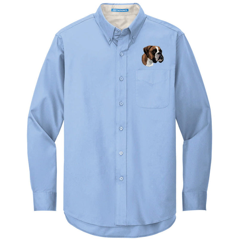 Boxer Embroidered Long Sleeve Button Up Shirt