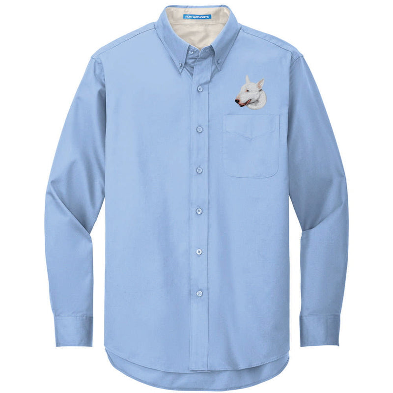 Bull Terrier Embroidered Long Sleeve Button Up Shirt
