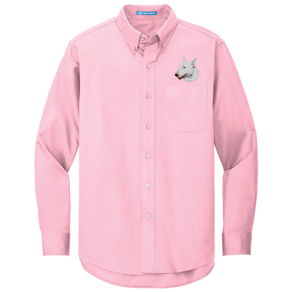 Bull Terrier Embroidered Long Sleeve Button Up Shirt