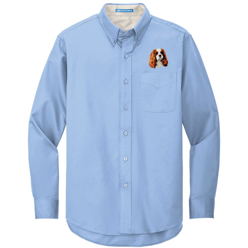 Cavalier King Charles Spaniel Embroidered Long Sleeve Button Up Shirt