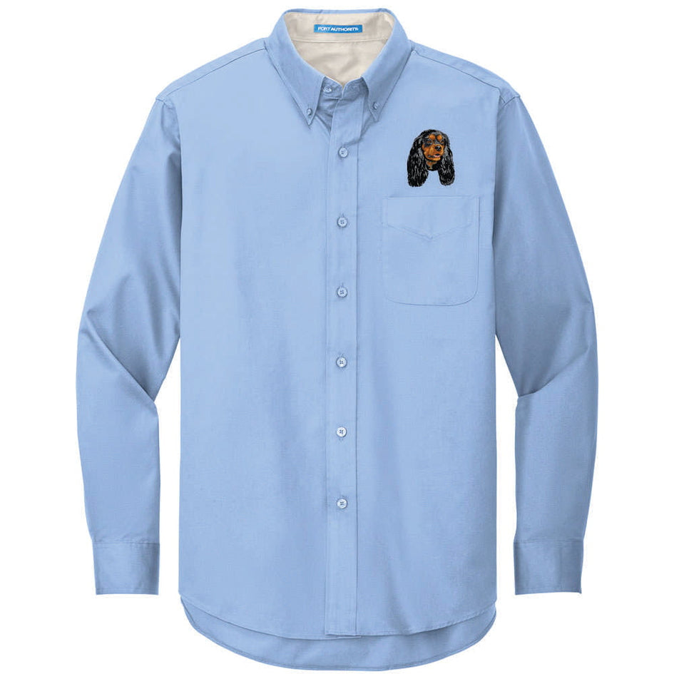 Cavalier King Charles Spaniel Embroidered Long Sleeve Button Up Shirt