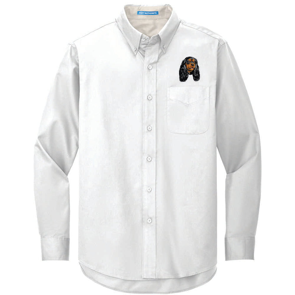 Cavalier King Charles Spaniel Embroidered Long Sleeve Button Up Shirt