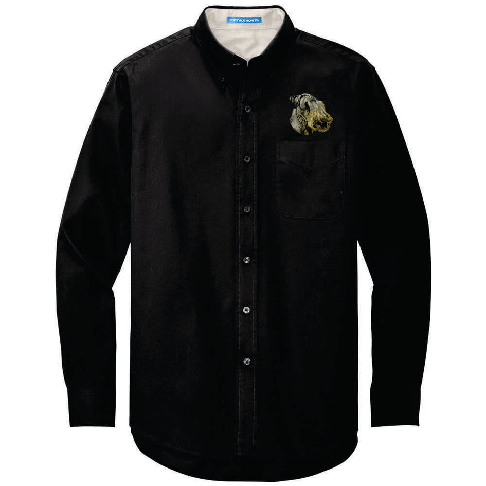 Cesky Terrier Embroidered Long Sleeve Button Up Shirt