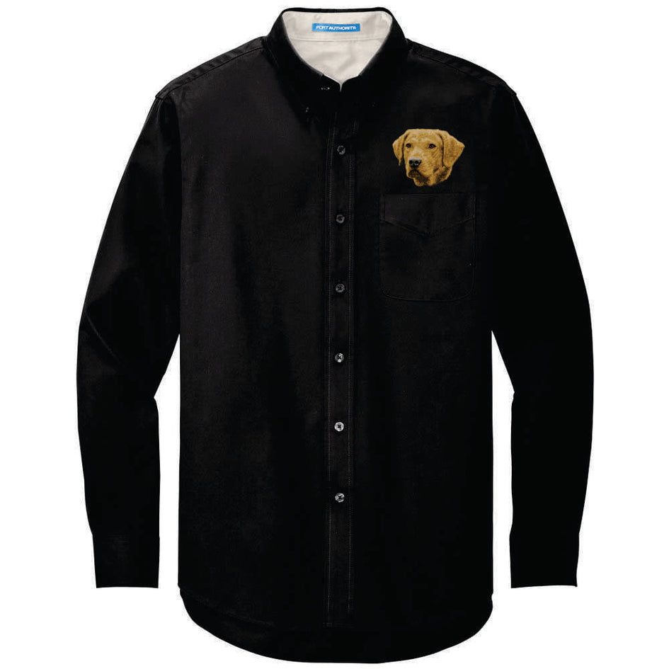 Chesapeake Bay Retriever Embroidered Long Sleeve Button Up Shirt