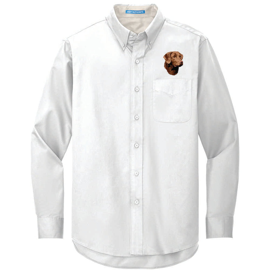 Chesapeake Bay Retriever Embroidered Long Sleeve Button Up Shirt