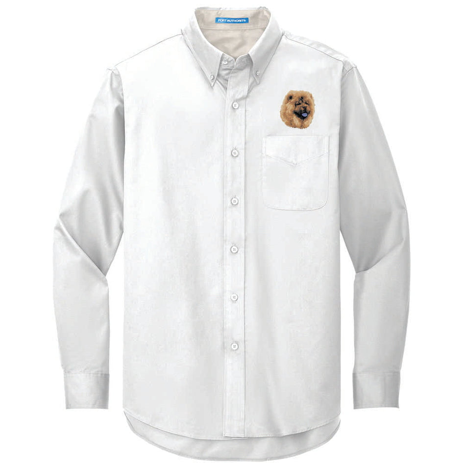 Chow Chow Embroidered Long Sleeve Button Up Shirt