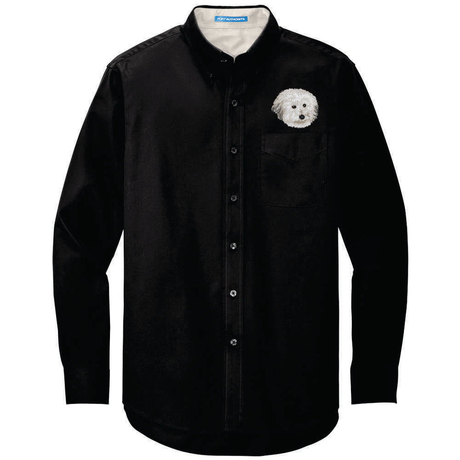 Coton de Tulear Embroidered Long Sleeve Button Up Shirt