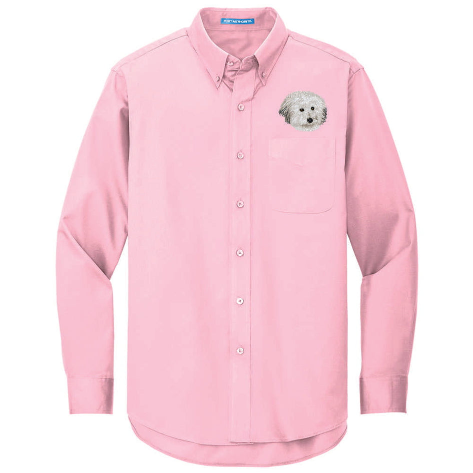 Coton de Tulear Embroidered Long Sleeve Button Up Shirt