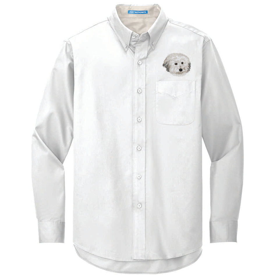 Coton de Tulear Embroidered Long Sleeve Button Up Shirt