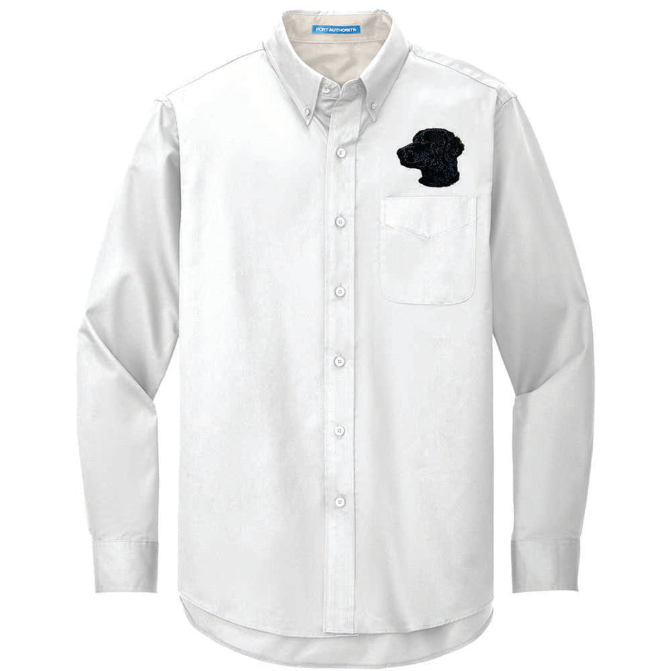 Curly-Coated Retriever Embroidered Long Sleeve Button Up Shirt