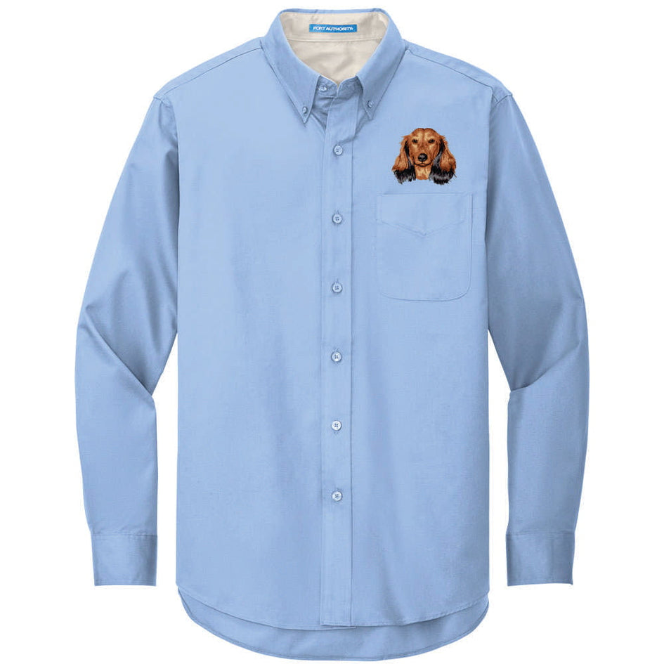 Dachshund Embroidered Long Sleeve Button Up Shirt