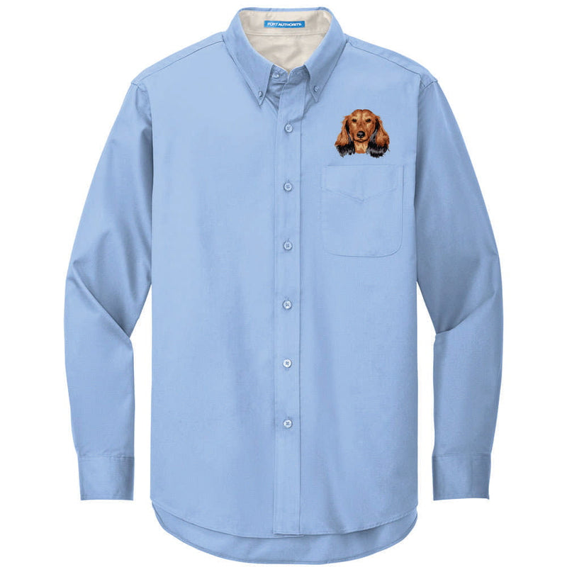 Dachshund Embroidered Long Sleeve Button Up Shirt