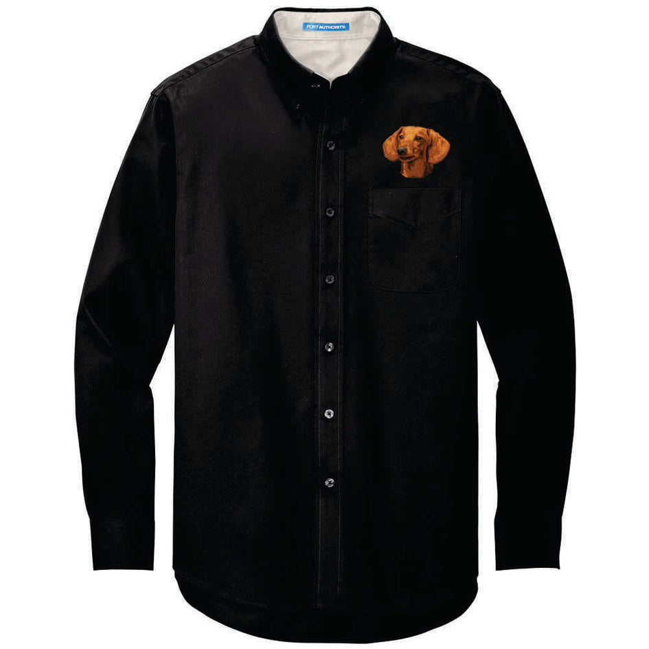 Dachshund Embroidered Long Sleeve Button Up Shirt