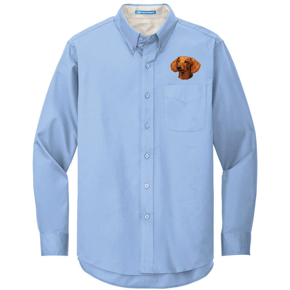 Dachshund Embroidered Long Sleeve Button Up Shirt