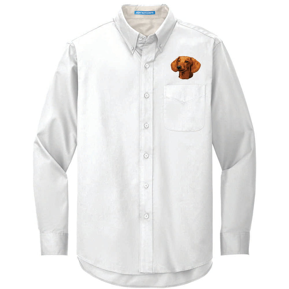 Dachshund Embroidered Long Sleeve Button Up Shirt