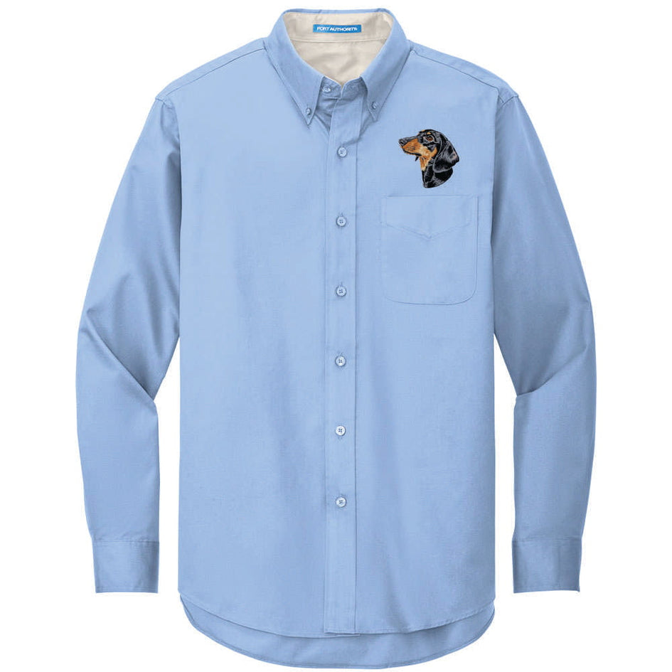 Dachshund Embroidered Long Sleeve Button Up Shirt