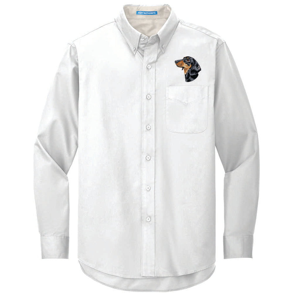 Dachshund Embroidered Long Sleeve Button Up Shirt