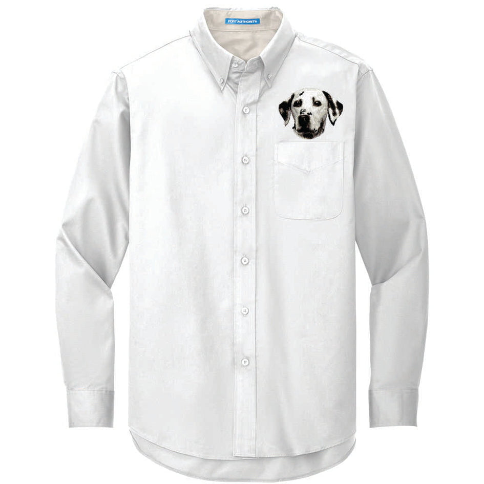 Dalmatian Embroidered Long Sleeve Button Up Shirt