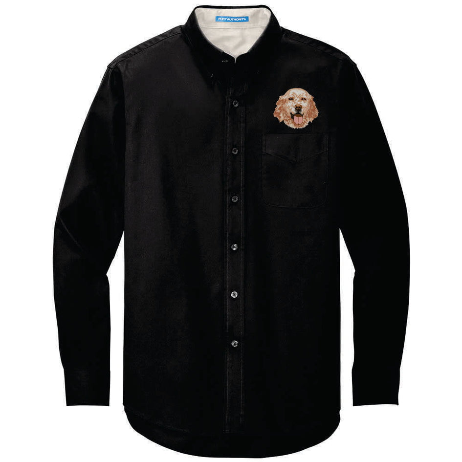English Setter Embroidered Long Sleeve Button Up Shirt