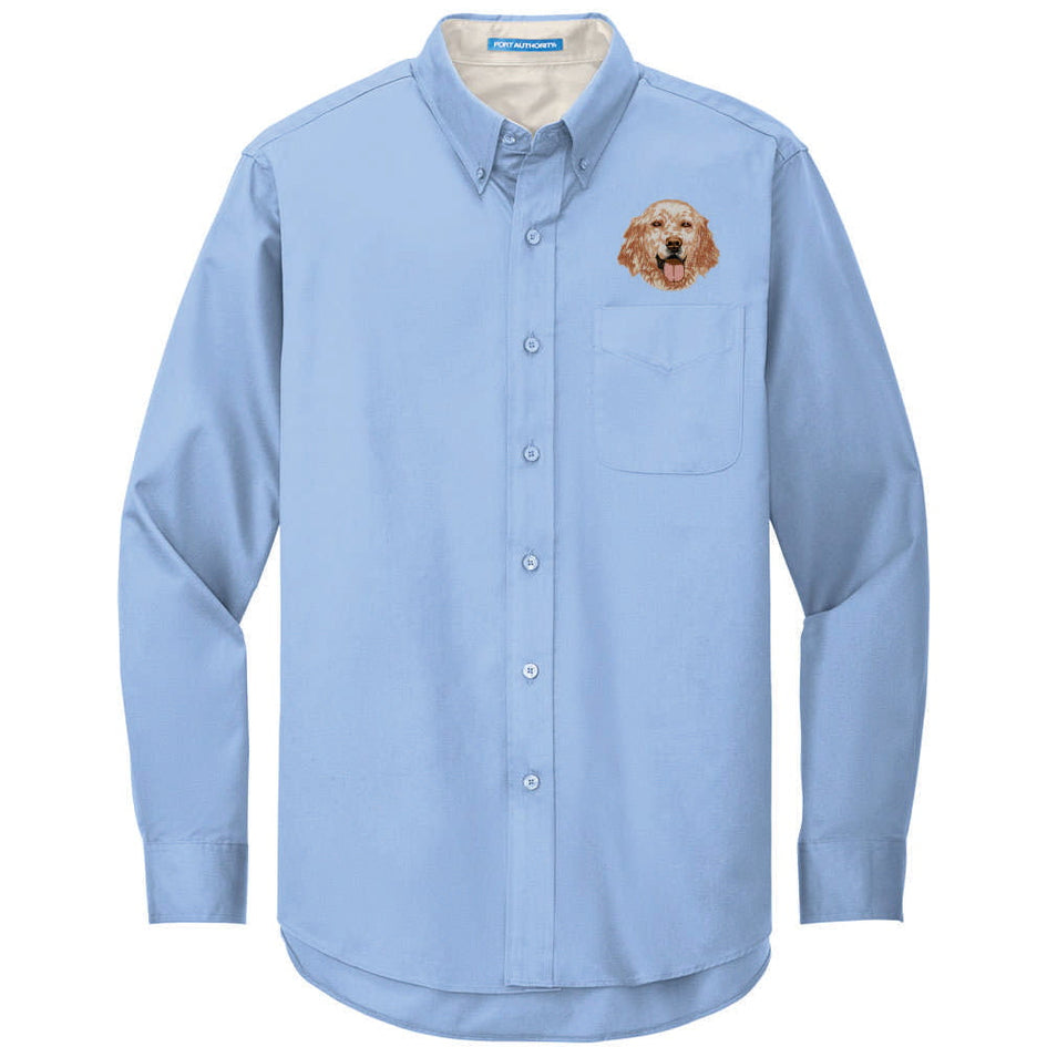 English Setter Embroidered Long Sleeve Button Up Shirt